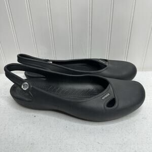 Crocs Shoes Womens 11 W Olivia Flats Black Closed Toe Slingback Lightweight